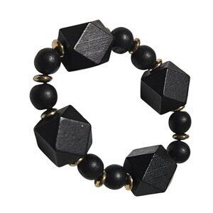 Boho Black Geometric Beaded Stretch Bracelet Chunky Statement Fashion Jewelry